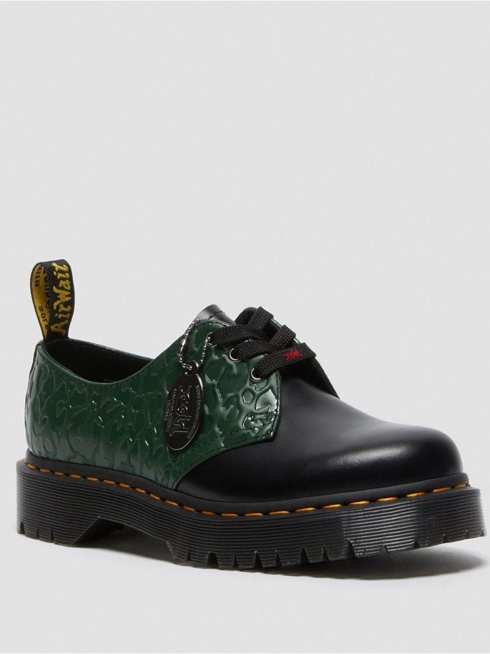 Dr. Martens 1461 Bex X-Girl Leather Oxford Shoes Black Green Leopard Emboss W7
